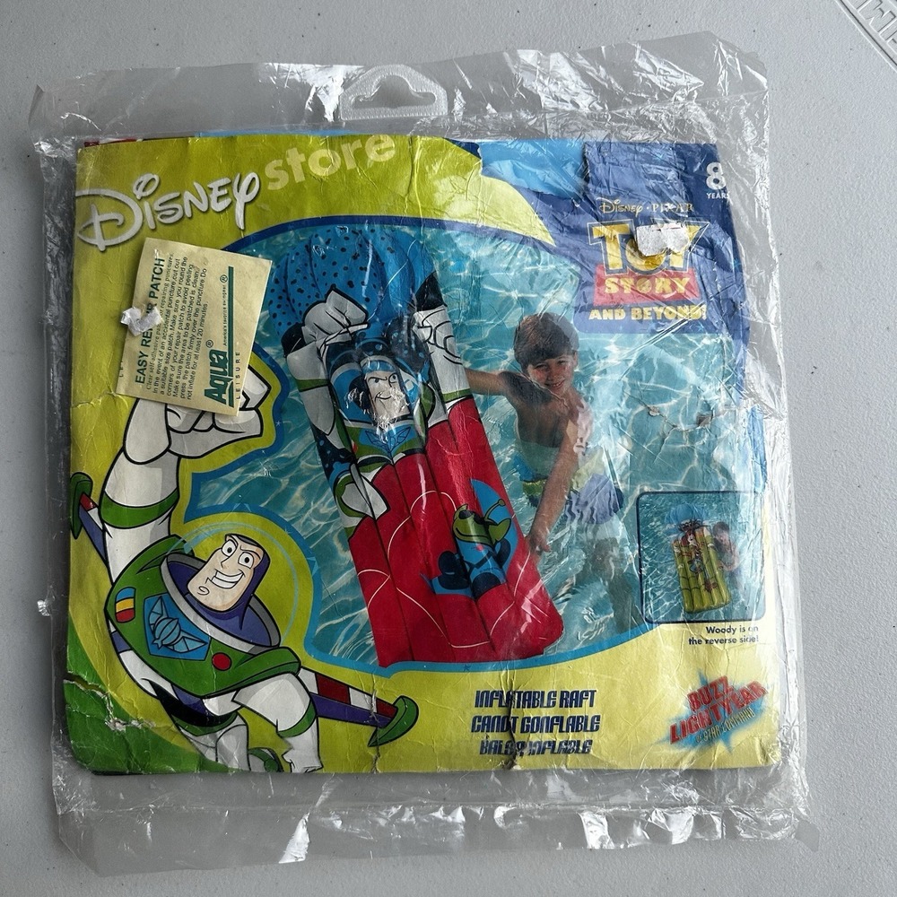 Vintage Disney Store Aqua Leisure Toy Story Buzz Lightyear Woody Inflatable Raft
